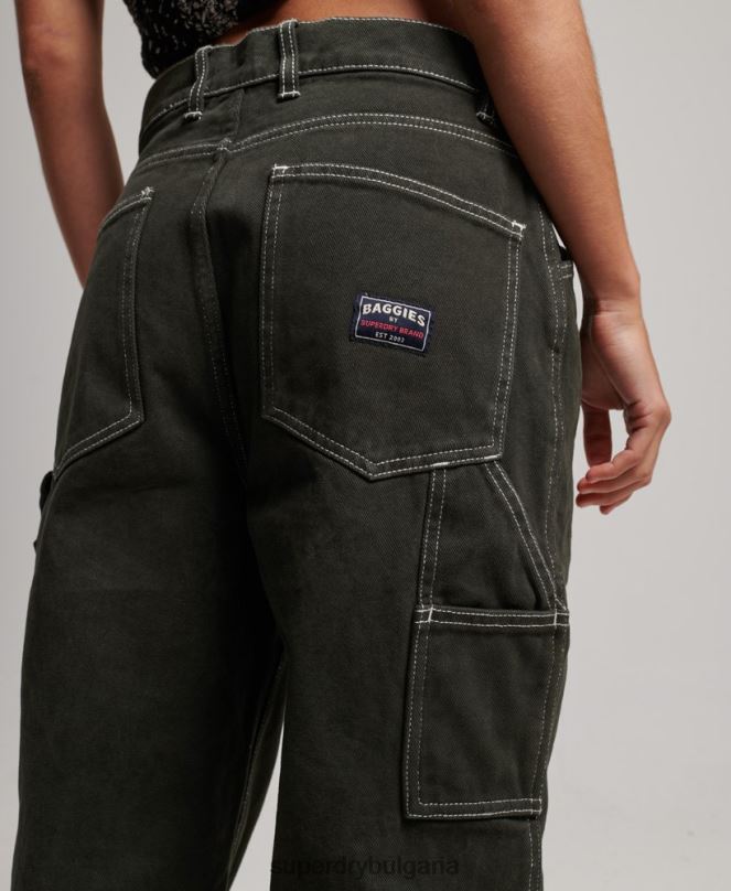 Superdry облекло N00H2558 зелено Жени контрастни дърводелски панталони