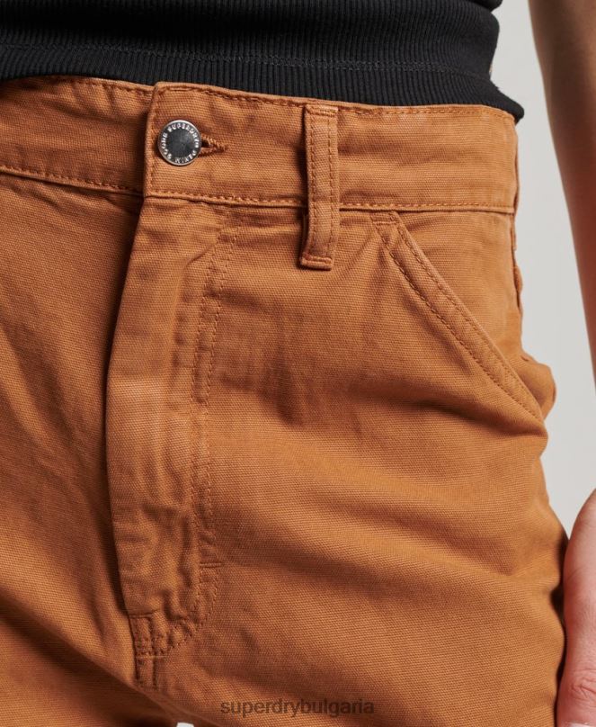 Superdry облекло N00H2561 кафяво Жени ретро широки дърводелски панталони от органичен памук