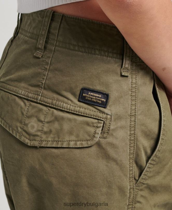 Superdry облекло N00H2562 каки Жени широки карго панталони от органичен памук