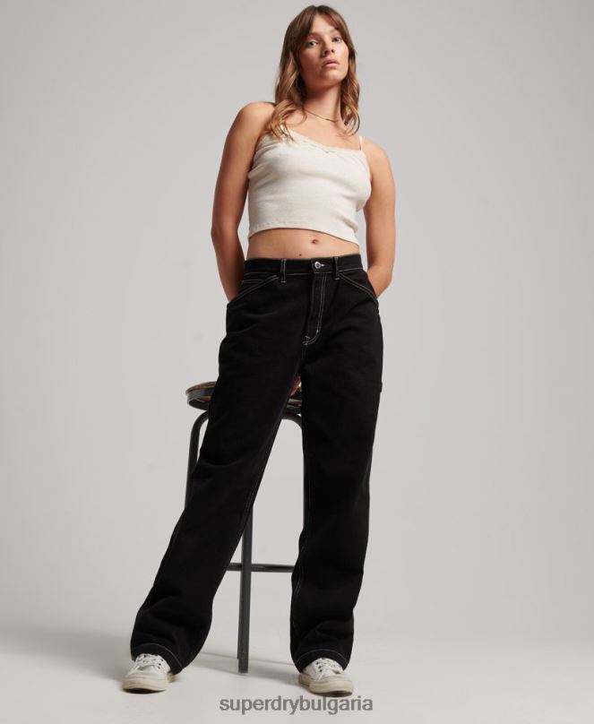 Superdry облекло N00H2564 черен Жени контрастни дърводелски панталони