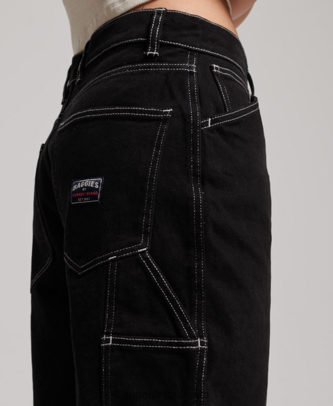 Superdry облекло N00H2564 черен Жени контрастни дърводелски панталони