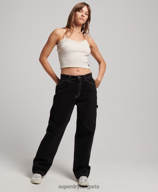 Superdry облекло N00H2564 черен Жени контрастни дърводелски панталони