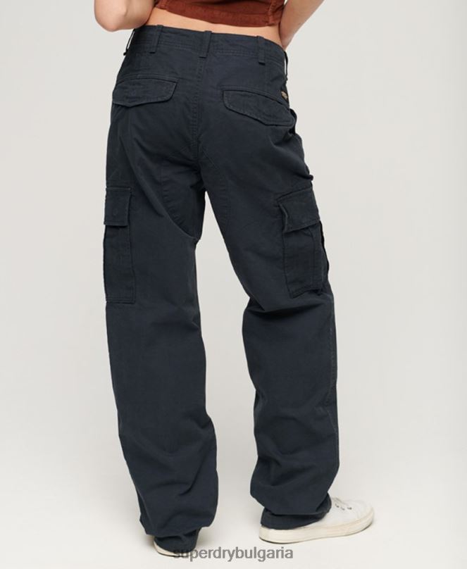 Superdry облекло N00H2566 военноморски флот Жени широки карго панталони от органичен памук