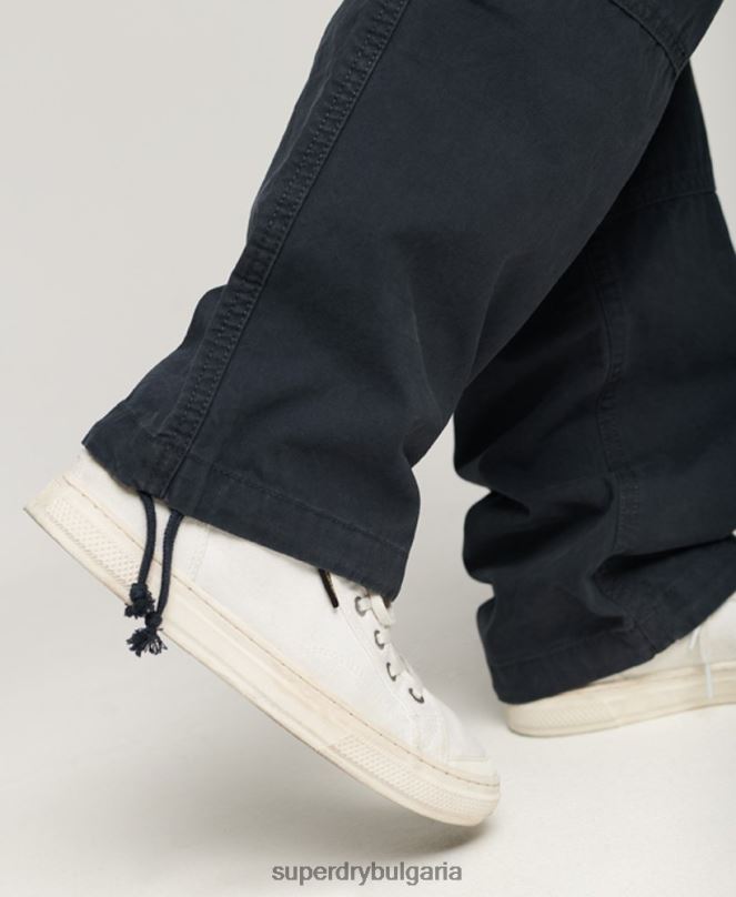 Superdry облекло N00H2566 военноморски флот Жени широки карго панталони от органичен памук