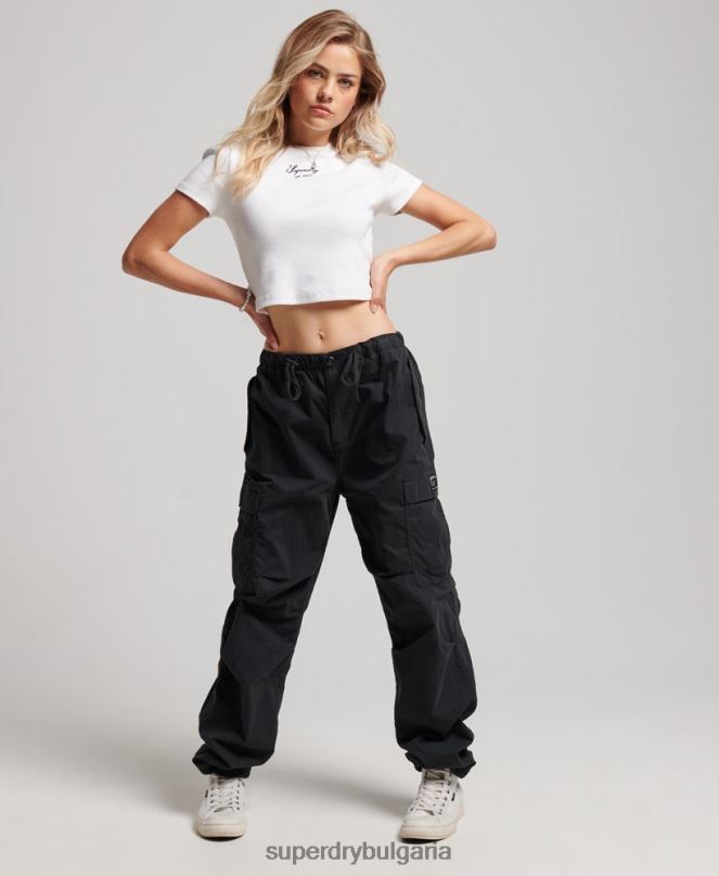 Superdry облекло N00H2567 черен Жени панталони с парашутен захват