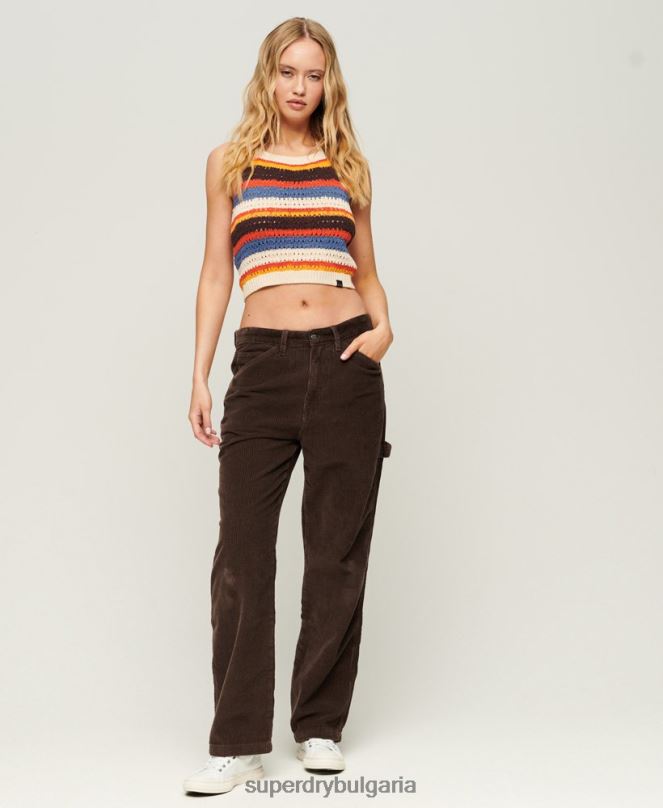 Superdry облекло N00H2568 кафяво Жени панталон дърводелец