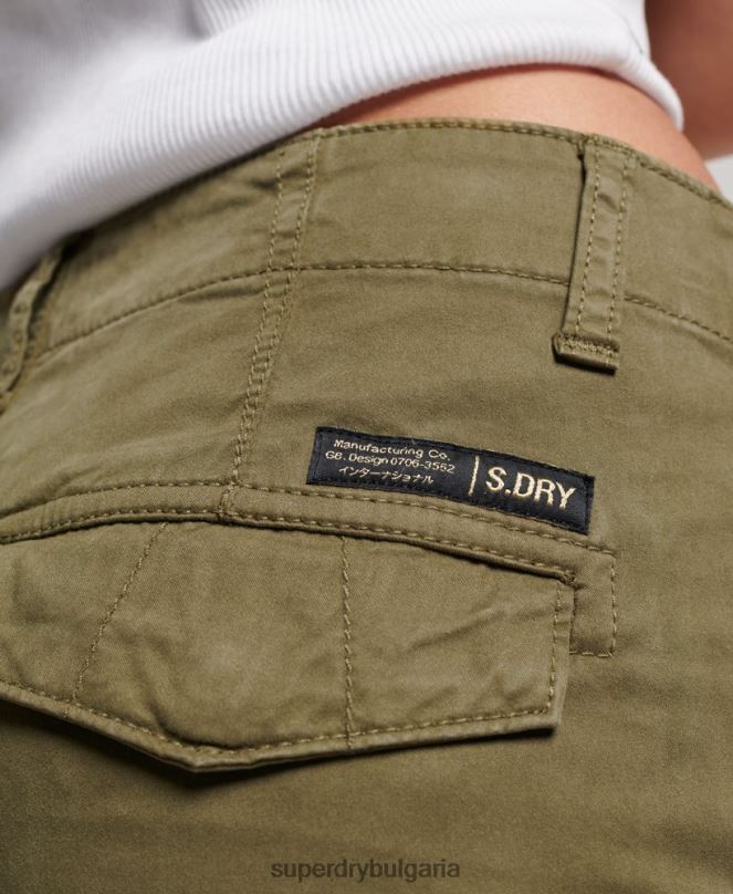 Superdry облекло N00H2569 зелено Жени тънък карго панталон от органичен памук