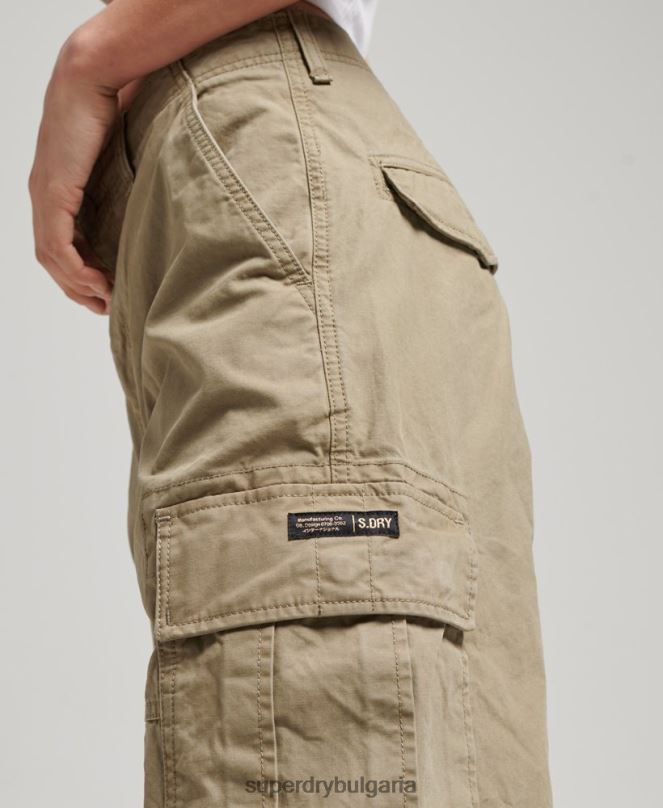 Superdry облекло N00H2571 бежово Жени широки карго панталони от органичен памук