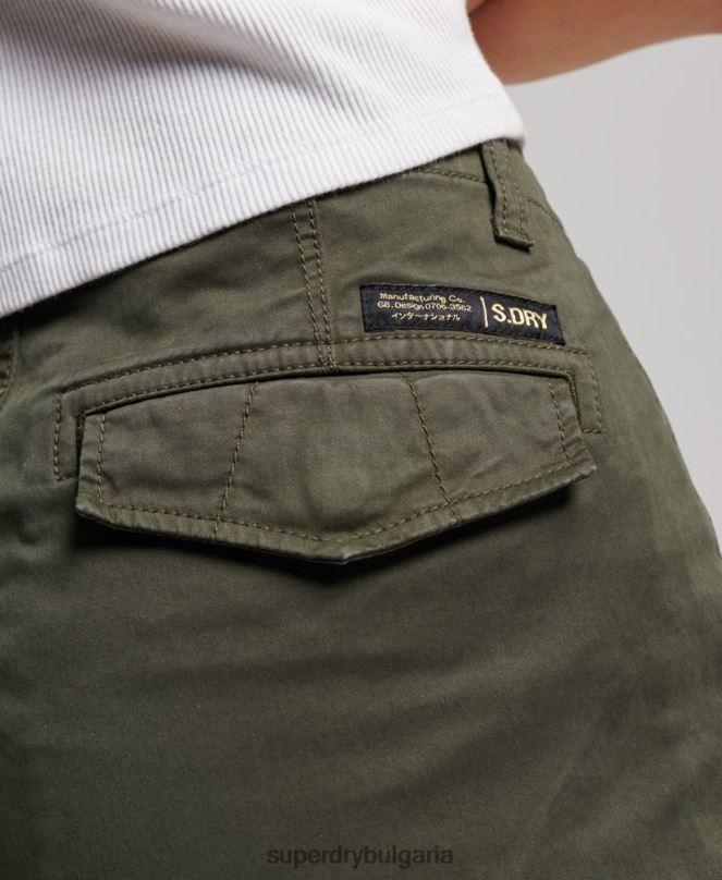 Superdry облекло N00H2574 зелено Жени тънък карго панталон от органичен памук