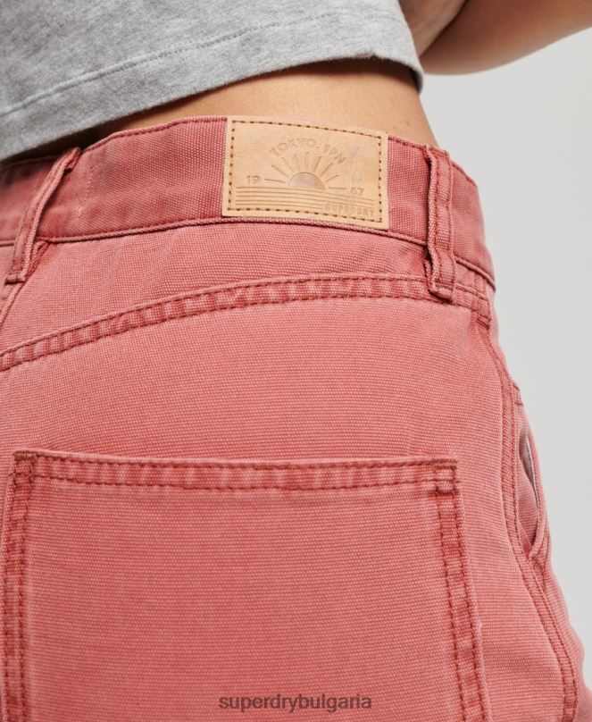 Superdry облекло N00H2575 червен Жени дърводелски панталони с широки крачоли