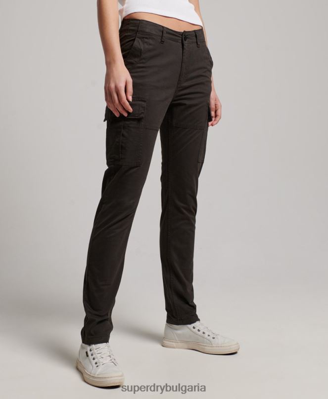 Superdry облекло N00H2581 черен Жени тънък карго панталон от органичен памук