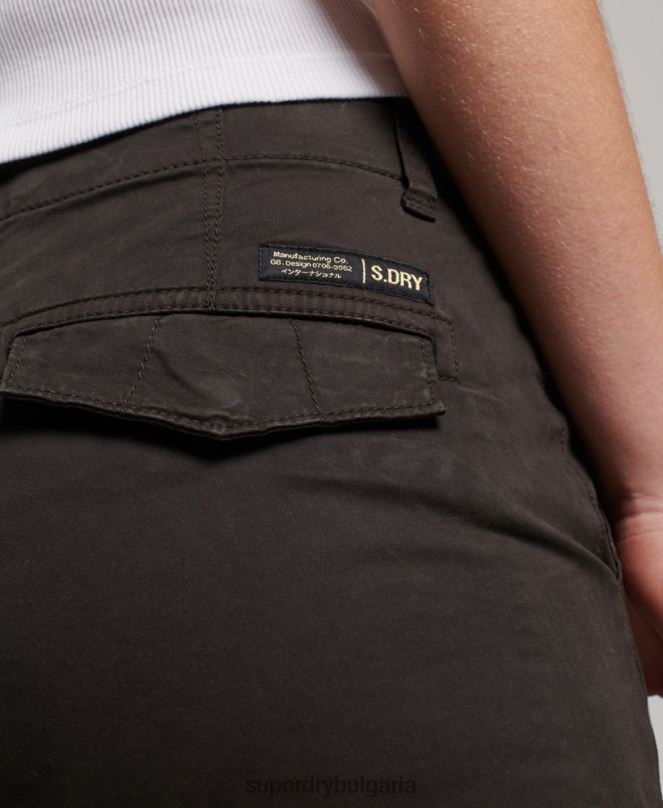 Superdry облекло N00H2581 черен Жени тънък карго панталон от органичен памук