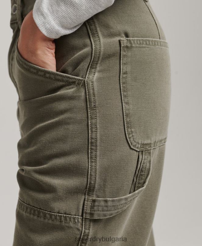 Superdry облекло N00H2583 каки Жени дърводелски панталони с широки крачоли