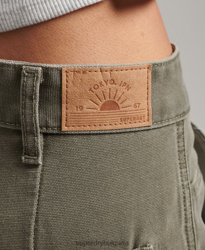 Superdry облекло N00H2583 каки Жени дърводелски панталони с широки крачоли