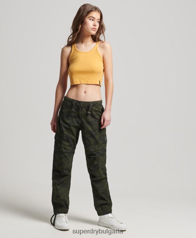 Superdry облекло N00H2584 зелено Жени панталони за парашут от органичен памук