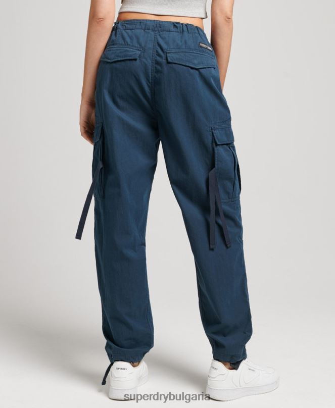 Superdry облекло N00H2600 военноморски флот Жени панталони за парашут от органичен памук
