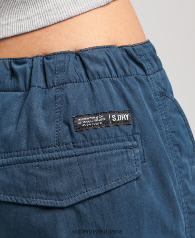 Superdry облекло N00H2600 военноморски флот Жени панталони за парашут от органичен памук