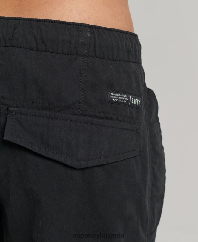 Superdry облекло N00H2604 черен Жени панталони за парашут от органичен памук