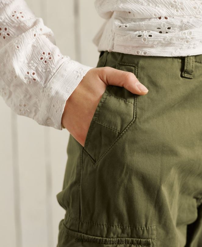 Superdry облекло N00H2605 зелено Жени тънък карго панталон