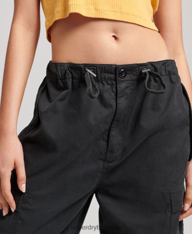 Superdry облекло N00H2608 черен Жени панталони за парашут от органичен памук
