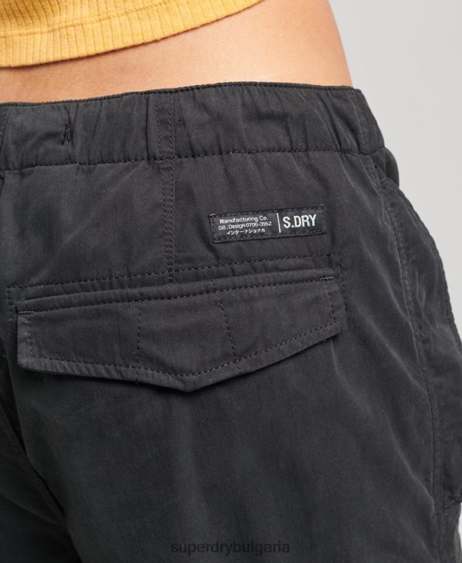Superdry облекло N00H2608 черен Жени панталони за парашут от органичен памук