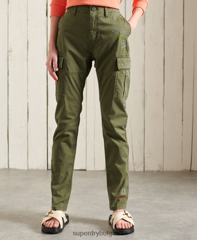 Superdry облекло N00H2609 зелено Жени тънък карго панталон