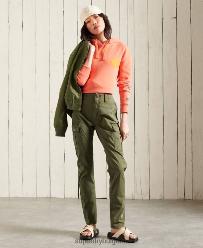 Superdry облекло N00H2609 зелено Жени тънък карго панталон