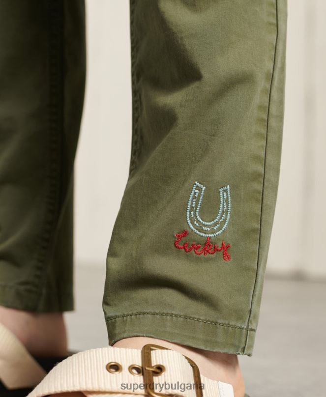 Superdry облекло N00H2609 зелено Жени тънък карго панталон