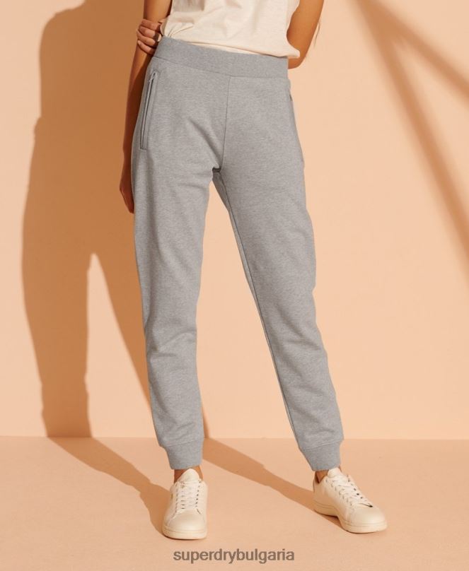 Superdry облекло N00H3943 светло сив Жени лимитирани панталони от органичен памук