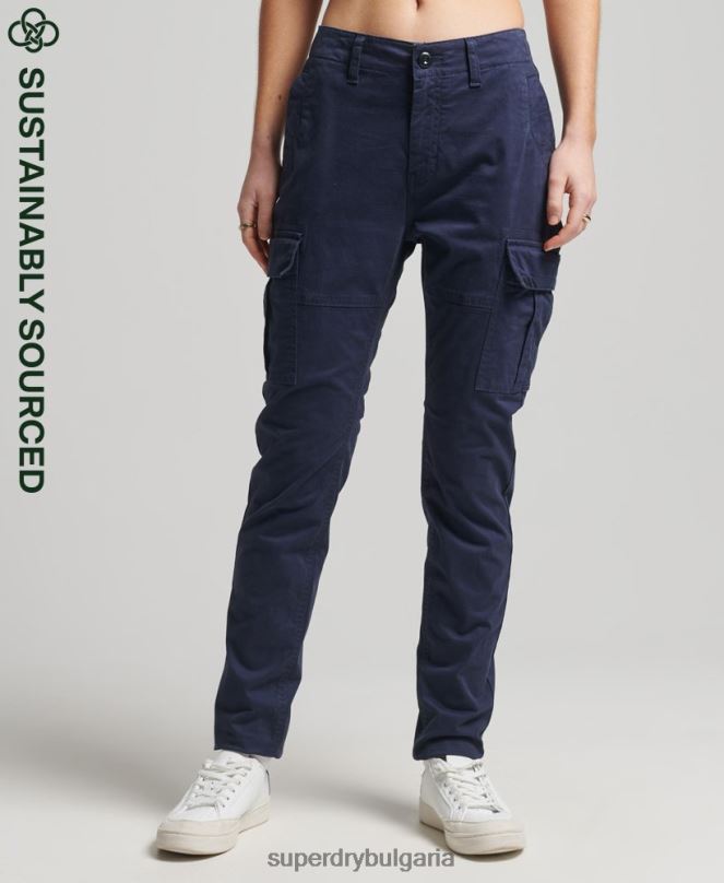 Superdry облекло N00H6512 военноморски флот Жени тънък карго панталон от органичен памук