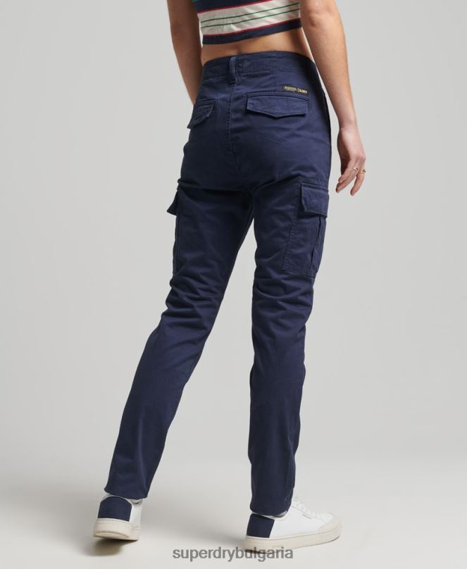 Superdry облекло N00H6512 военноморски флот Жени тънък карго панталон от органичен памук