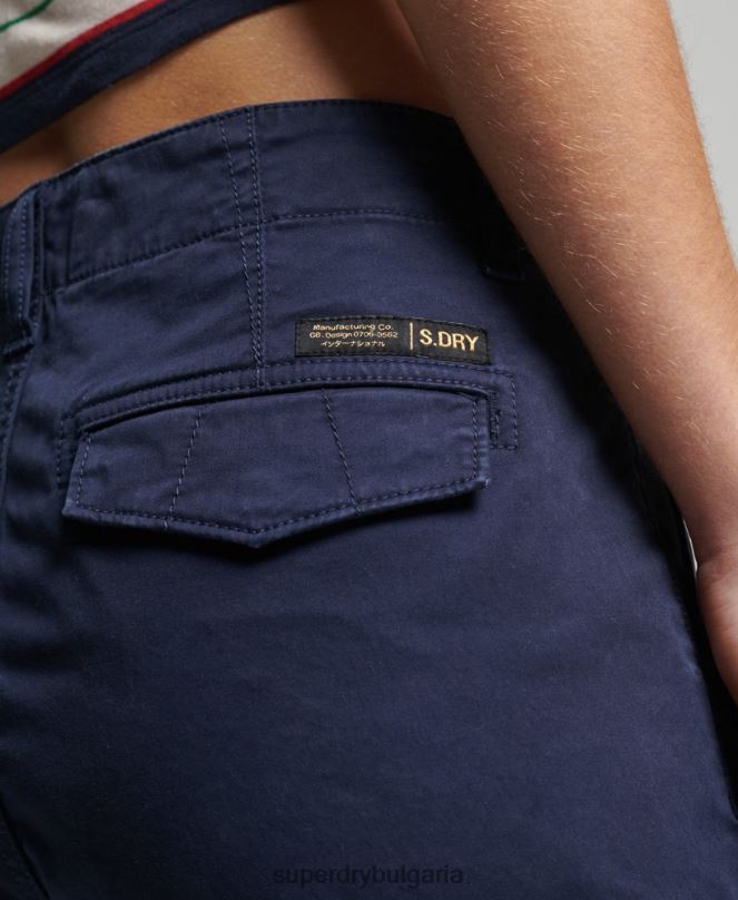 Superdry облекло N00H6512 военноморски флот Жени тънък карго панталон от органичен памук