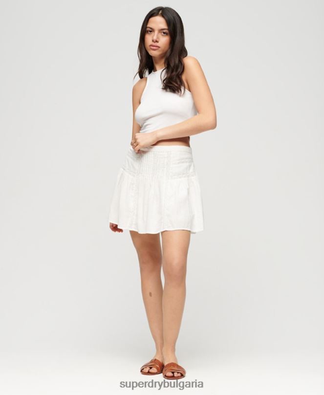 Superdry облекло N00H2145 сметана Жени мини пола с дантела