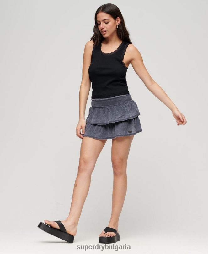 Superdry облекло N00H4117 военноморски флот Жени Мини пола от 90-те