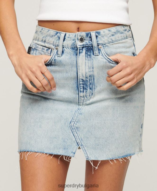 Superdry облекло N00H4120 син Жени ретро дънкова мини пола