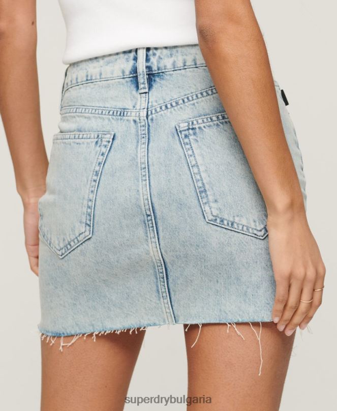 Superdry облекло N00H4120 син Жени ретро дънкова мини пола