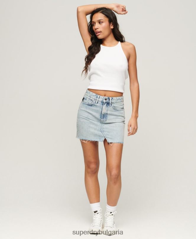 Superdry облекло N00H4120 син Жени ретро дънкова мини пола