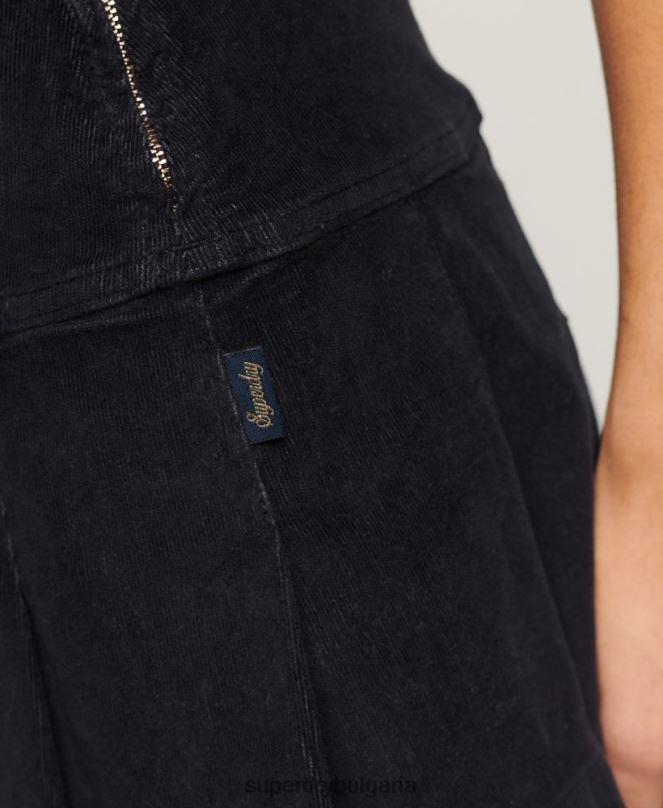Superdry облекло N00H4134 военноморски флот Жени винтидж плисирана мини пола с шнур