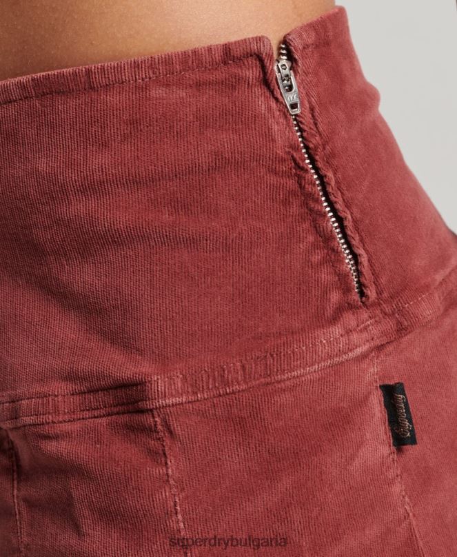 Superdry облекло N00H4139 червен Жени винтидж плисирана мини пола с шнур