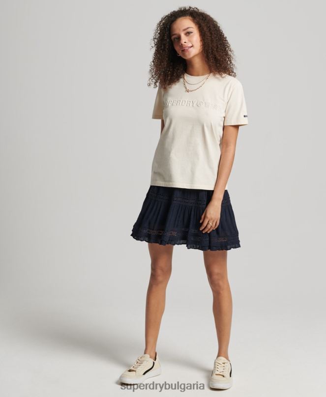 Superdry облекло N00H4140 военноморски флот Жени ретро дантелена мини пола