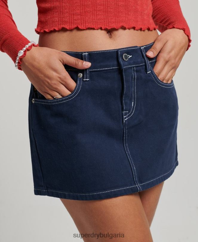 Superdry облекло N00H4142 военноморски флот Жени работно облекло мини пола