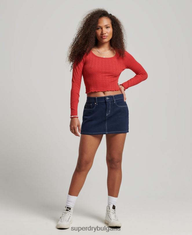 Superdry облекло N00H4142 военноморски флот Жени работно облекло мини пола