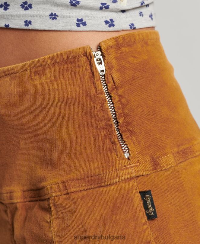 Superdry облекло N00H4143 кафяво Жени винтидж плисирана мини пола с шнур