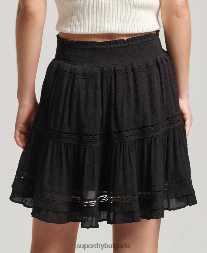 Superdry облекло N00H4145 черен Жени ретро дантелена мини пола