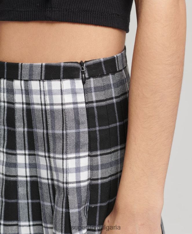 Superdry облекло N00H4151 черен Жени карирана плисирана мини пола