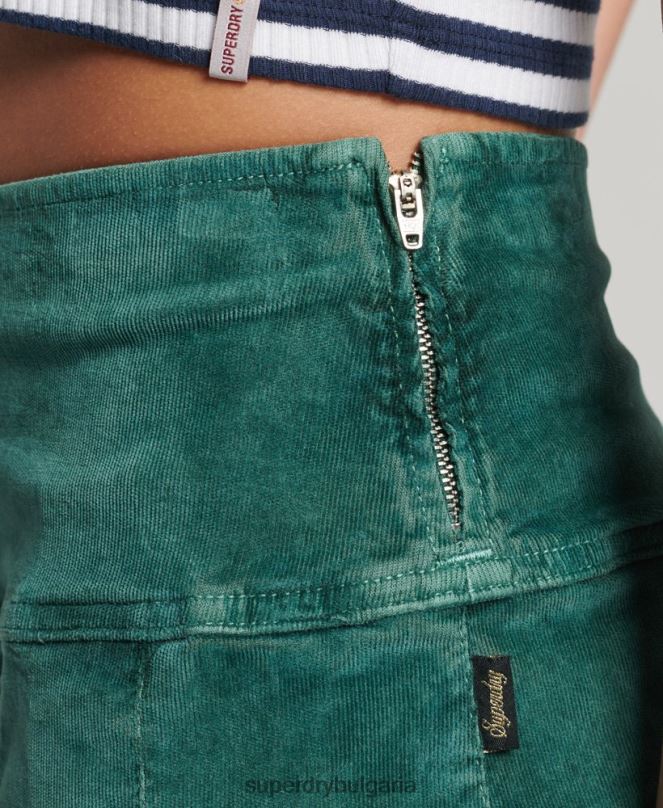 Superdry облекло N00H4152 зелено Жени винтидж плисирана мини пола с шнур