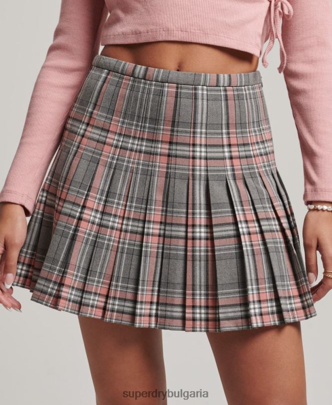 Superdry облекло N00H4155 сиво Жени винтидж плисирана мини пола