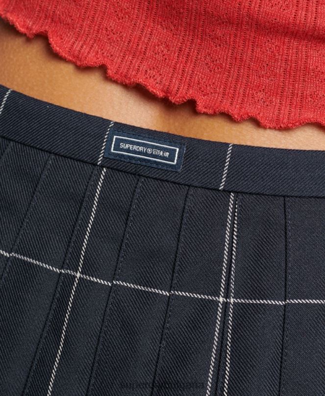 Superdry облекло N00H4159 военноморски флот Жени винтидж плисирана мини пола