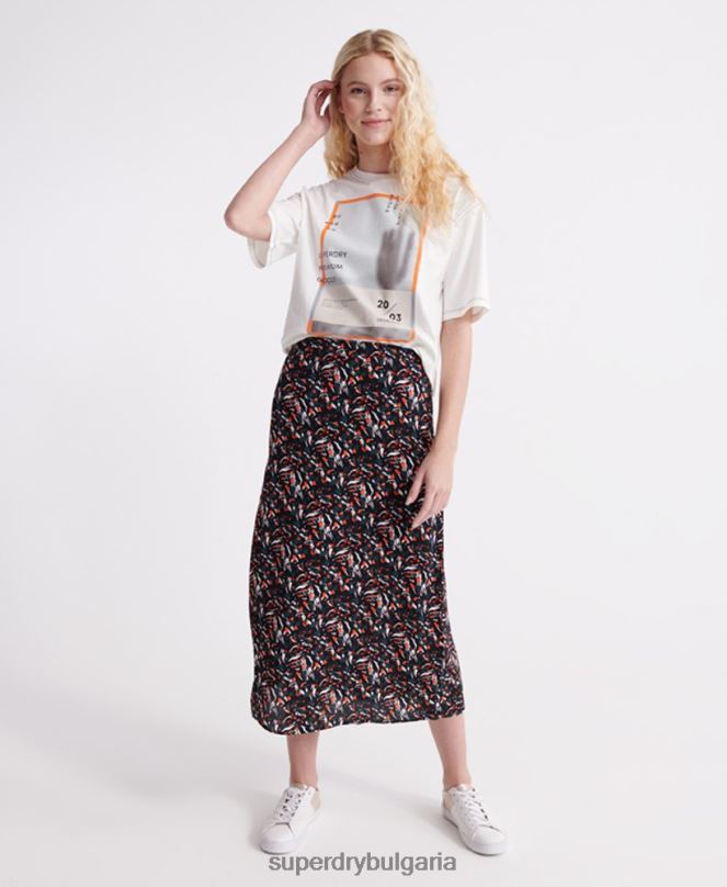 Superdry облекло N00H4165 син Жени каньон миди пола