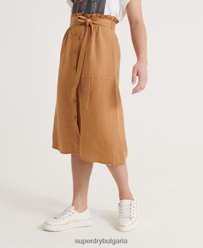 Superdry облекло N00H4167 тен Жени ленена пола на eden